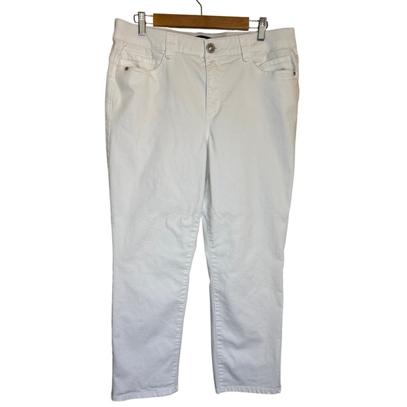 Democracy Jeans Women 16 Petite White Plus Size Coastal Denim Crop AbSolution - Picture 1 of 9